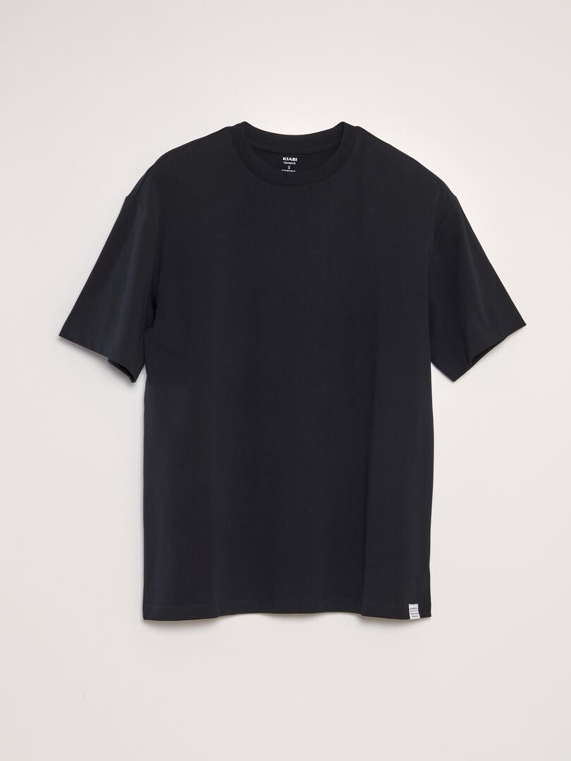 Effen katoenen T-shirt - zwart