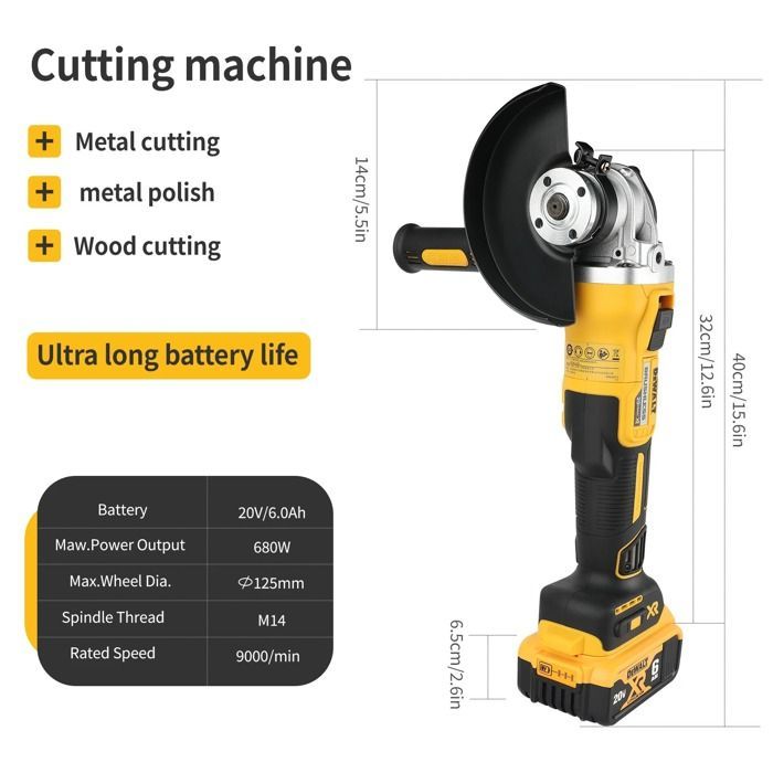 DEWALT DCG405NT 125mm Flat Head Angle Grinder, Bare Tool, Lithium Battery, Brushless Cutting Tool