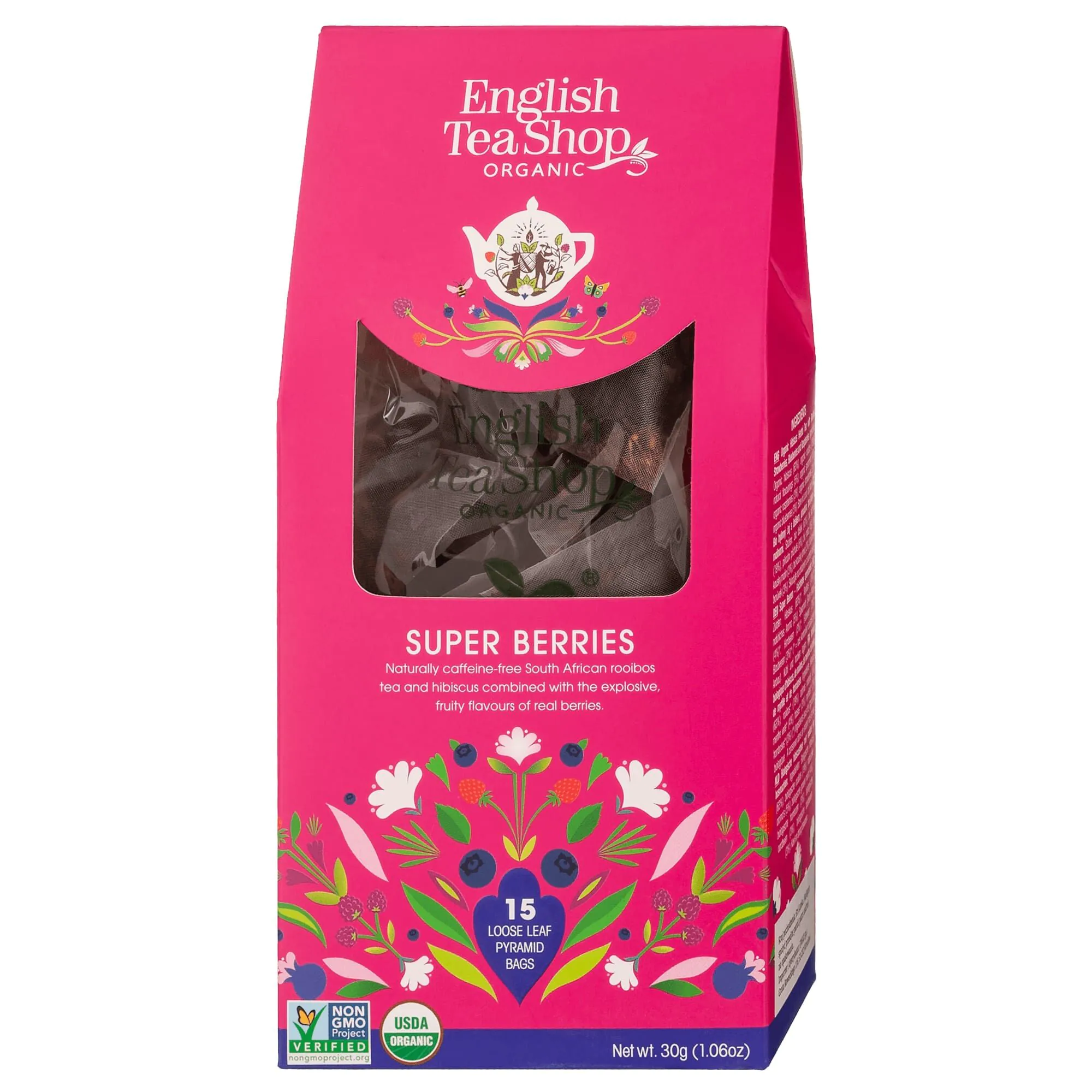 English Tea Shop Super Berries, herbata liściasta bio 15 piramidek