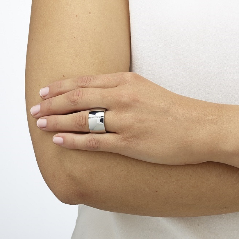 Heideman Bague Lines couleur argentée polie