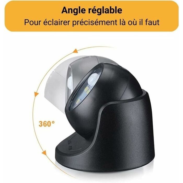 Foco LED para exteriores, foco para exteriores con detector de movimiento, proyector LED inalámbrico para exteriores, 150 lúmenes, esfera extraíble