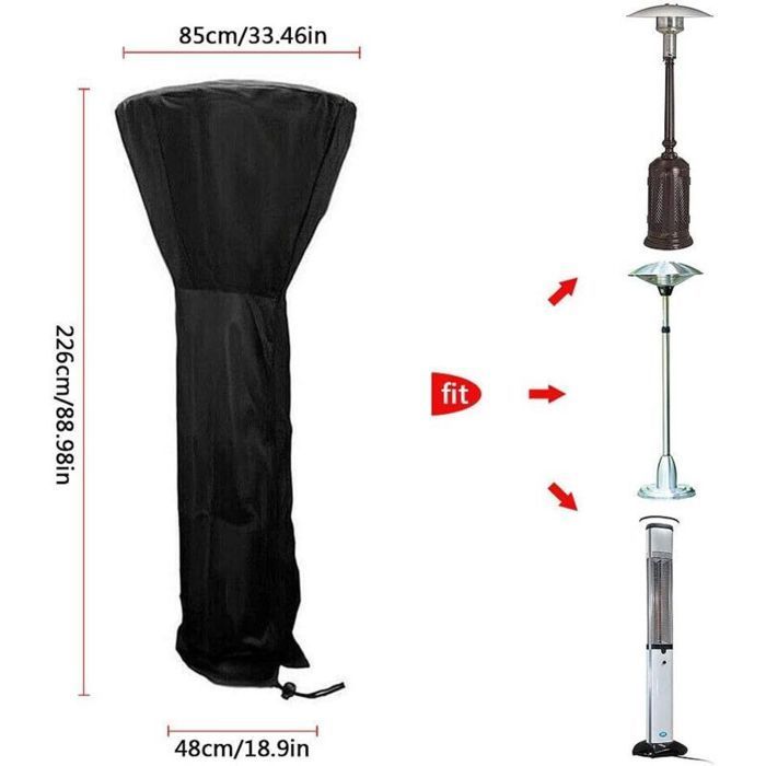 Wasserdichte Abdeckung für Heizstrahler – LUSKYKA® – 210D Oxford-Gewebe – Wasserdicht – Maße: 226 x 85 x 48 cm