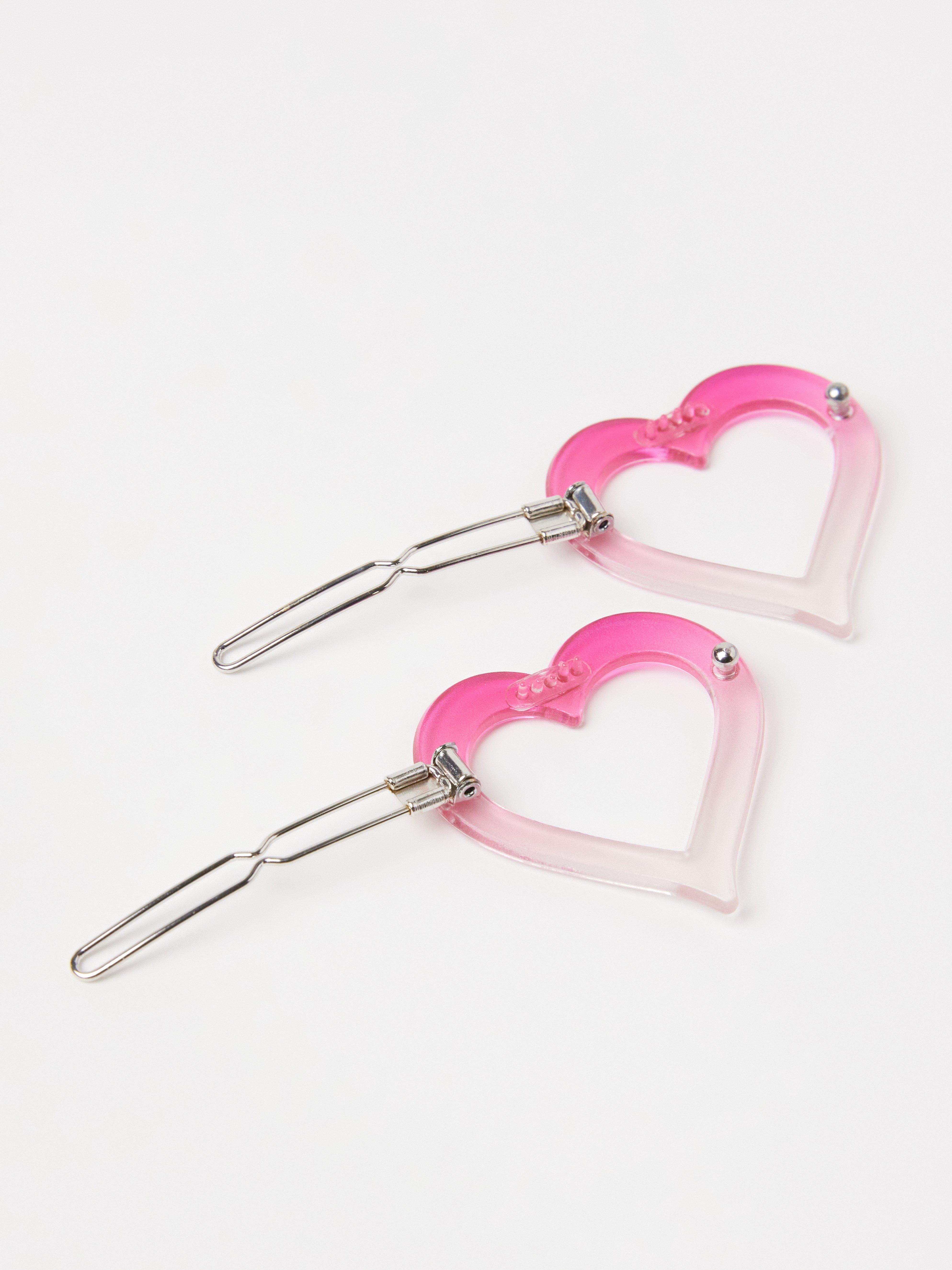 Lot de 2 pinces à cheveux roses