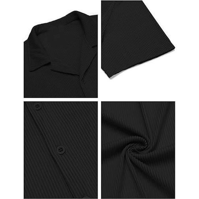 Camisa informal de manga corta para hombre, ideal para la playa en verano - FINDPITAYA - Modelo - Negro - Adulto - Hombre