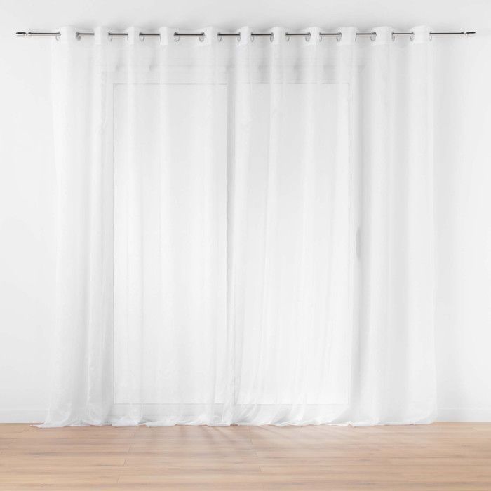 Voilage spécial baie vitrée  Largeur 400 x 240 cm – Voile sablé Lissea Blanc