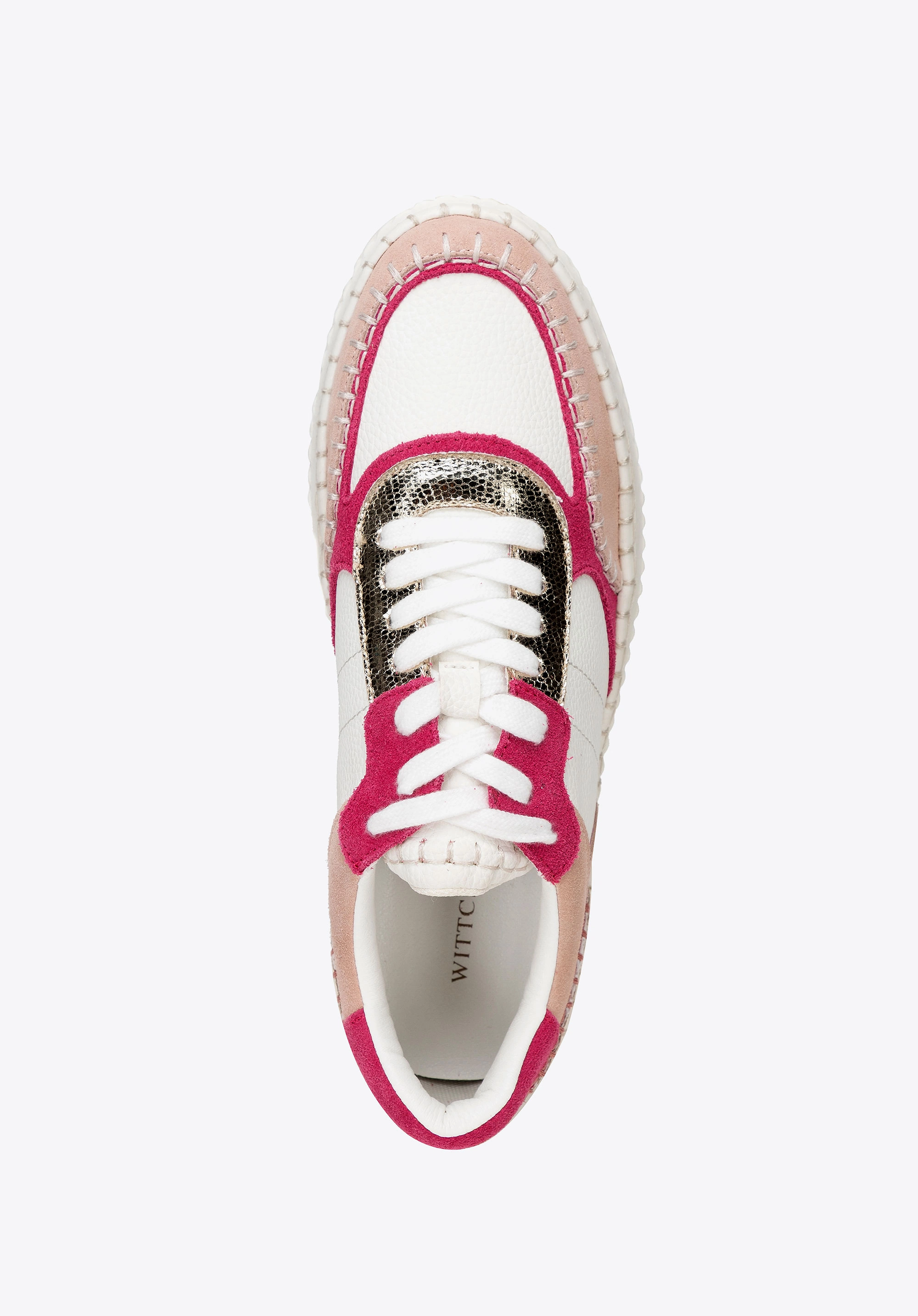 Damskie sneakersy z ekoskóry i skóry zamszowej różowe