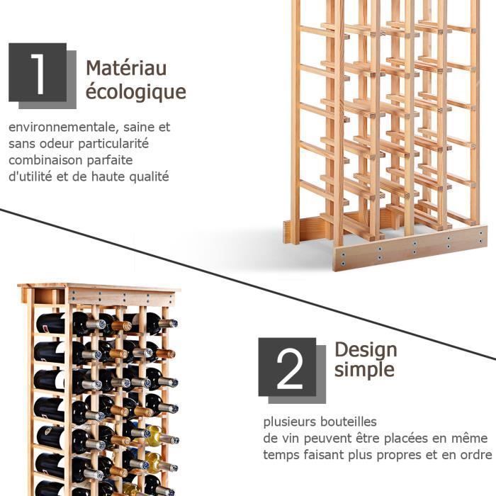 Botellero de madera maciza de pino COSTWAY para 40 botellas, estante modular para vino, ideal para bar o cocina, 46,5 x 27,5 x 113 cm.