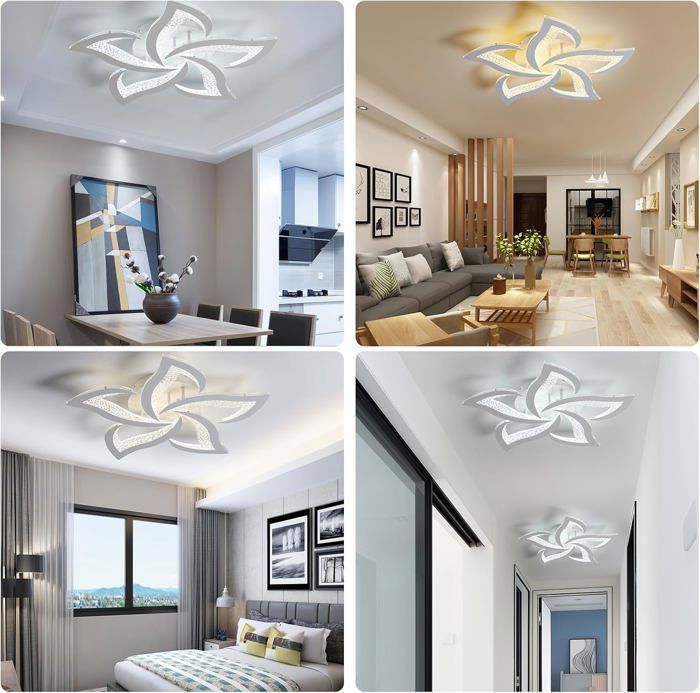 Plafoniera LED moderna, plafoniera LED Ganeed a forma di fiore dimmerabile per ufficio, soggiorno, sala da pranzo, corridoio, cucina, faretto a incasso a soffitto