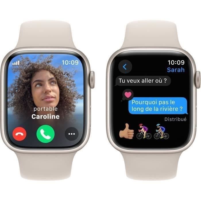 Apple Watch Series 9 GPS - 45mm - Starlight Aluminum Case - Starlight Sport Band - M/L - Refurbished - Excellent