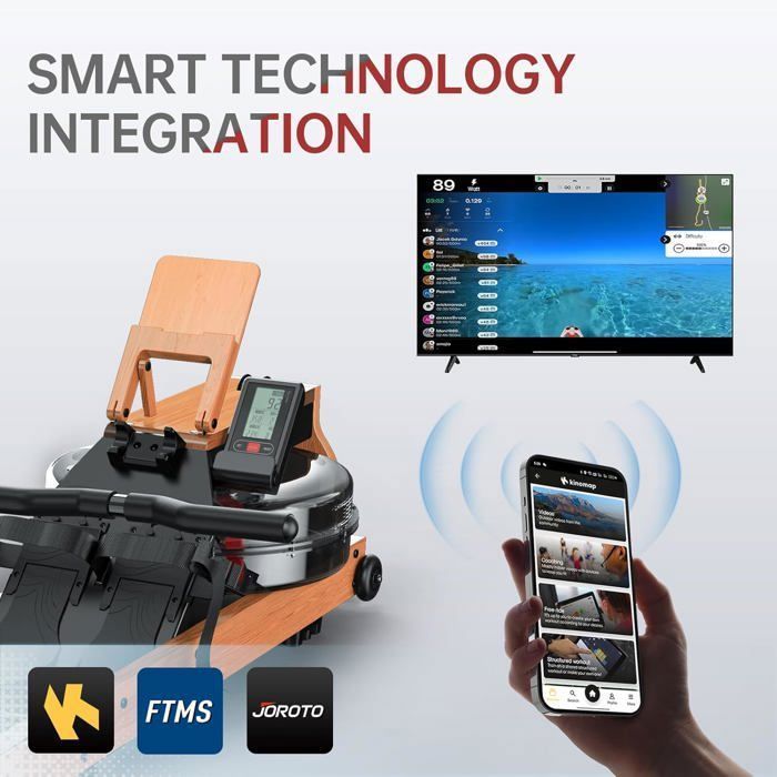 Opvouwbare waterroeimachine - JOROTO - MR280PRO - Massief eikenhout - 15L tank - Bluetooth-monitor (Kinomap)
