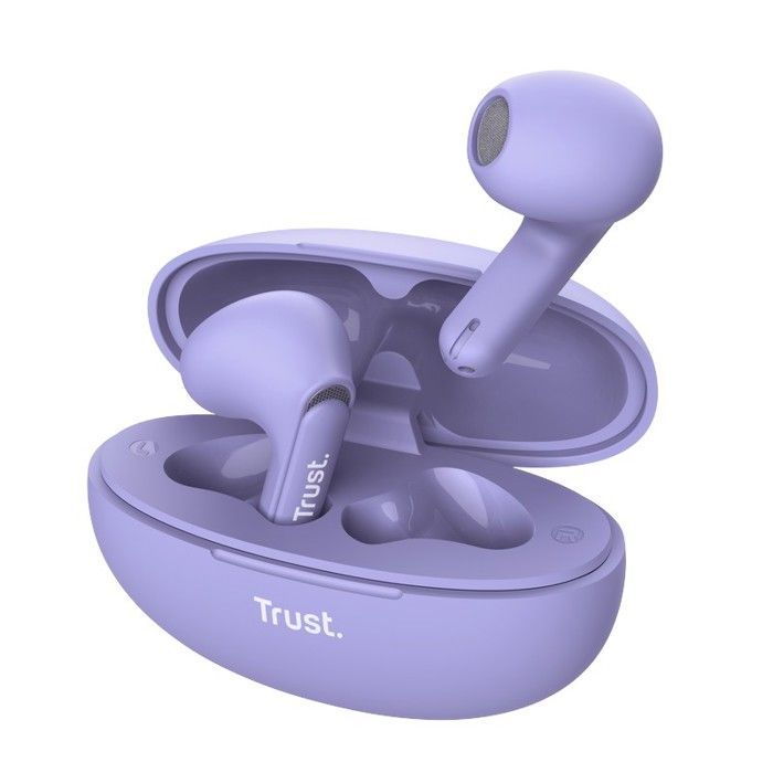 Auriculares Bluetooth Trust Yavi - Intraurales - 23 horas de duración de la batería - Cancelación de ruido ENC - Morado