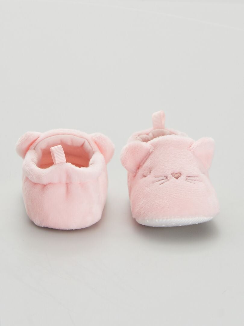 Babyfluwelen pantoffels - Lichtroze