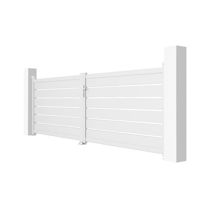 Puerta batiente y kit de motorización - Casanoov - VOGEL - 4 m de altura (125 cm) - Blanco - Aluminio / Motorización HIKER B200