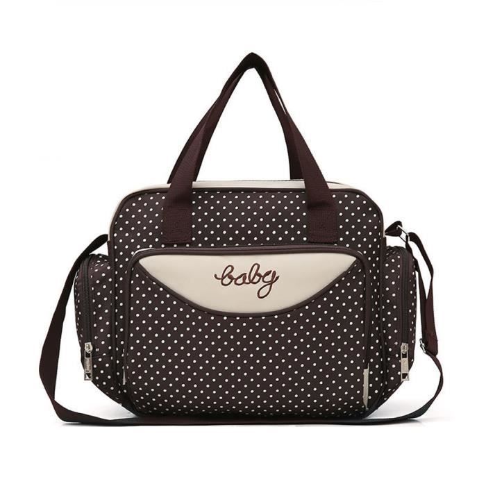 LOKER Baby-Wickeltaschen-Set – 5-teilig – Mikrofaser – Kaffeebraun – Alltag