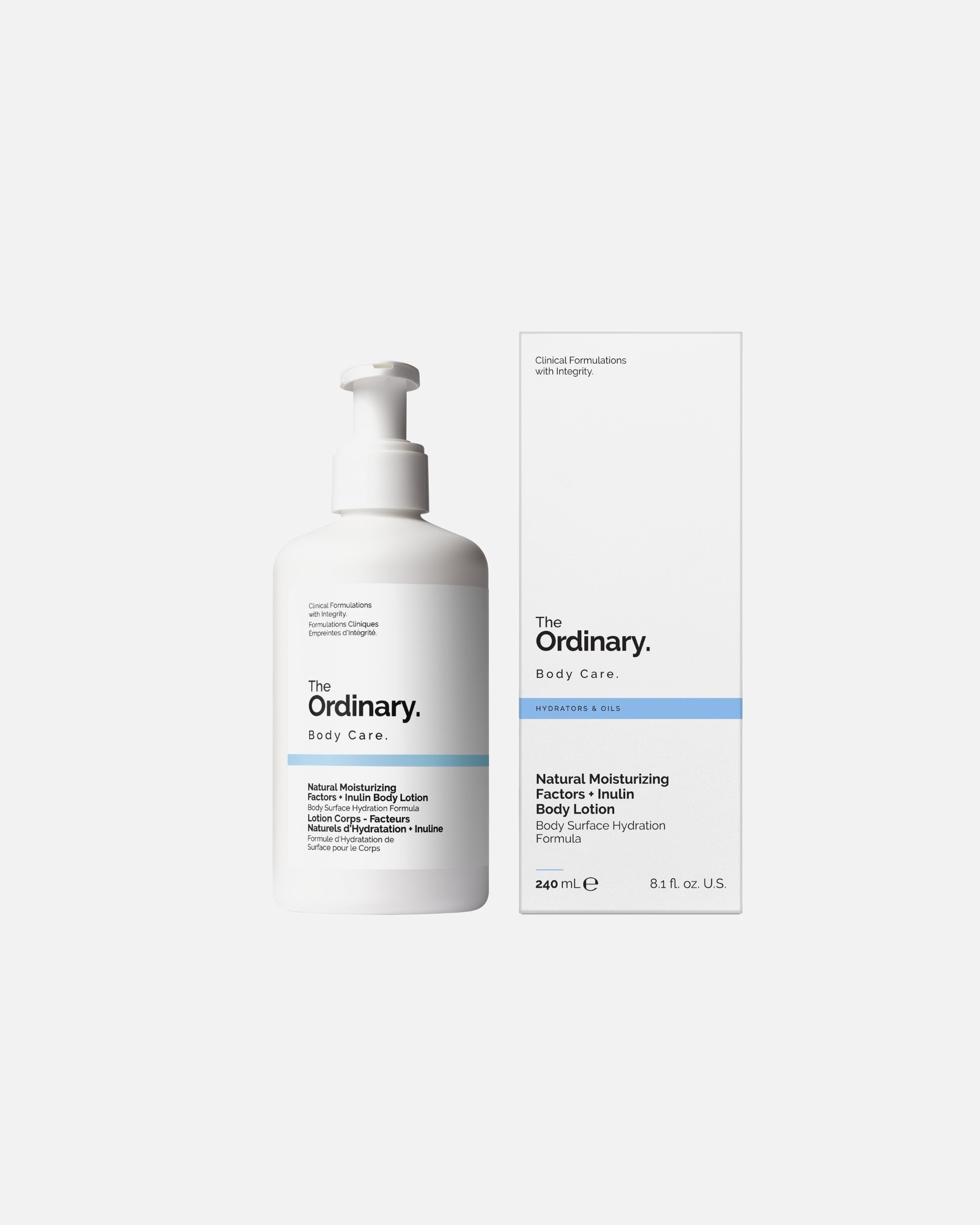 „The Ordinary“ drėkinamasis kūno losjonas. Natūralūs drėkinamieji faktoriai + inulinas – 240 ml