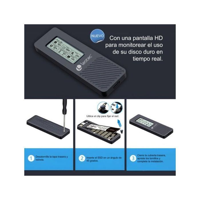 Gabinete externo para disco rígido - Avançado - SSD M.2 NVMe - USB-C 3.2 - 10 Gbps - Preto
