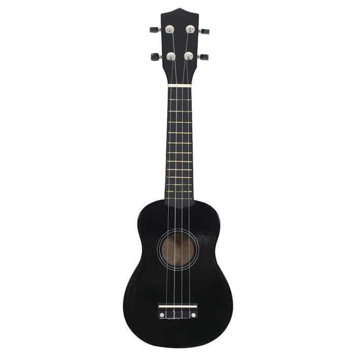 Set de ukelele soprano vidaXL con funda para niños, negro, 23