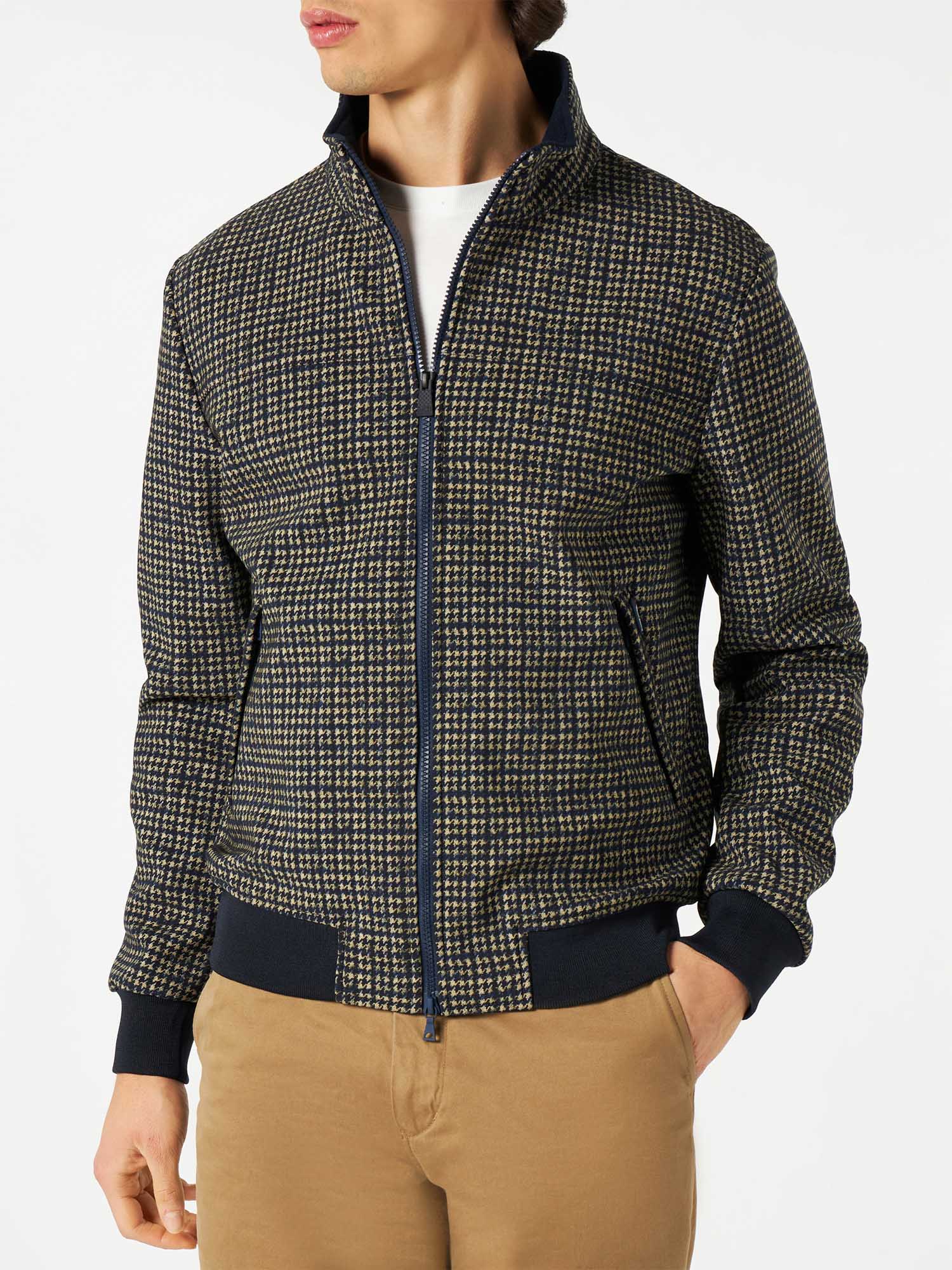 Veste bomber mi-saison à motif pied-de-poule pour homme