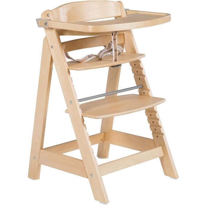 Trona convertible ROBA SIT UP CLICK & FUN - Bandeja extraíble - Altura regulable - Hasta 70 kg - Madera natural