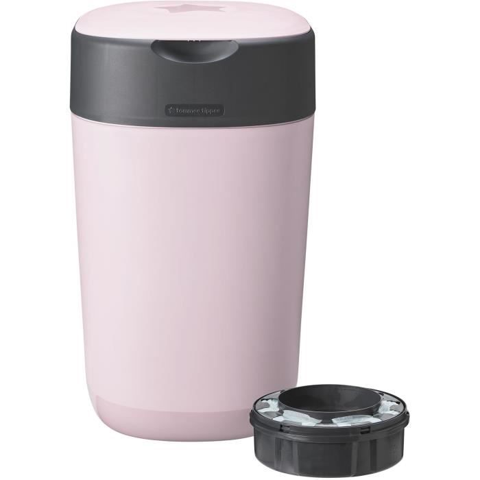 Tommee Tippee Twist & Click Odor-Proof Nappy Bin, Includes 1x Cassette with Antibacterial Multi-Layer Film - Pink
