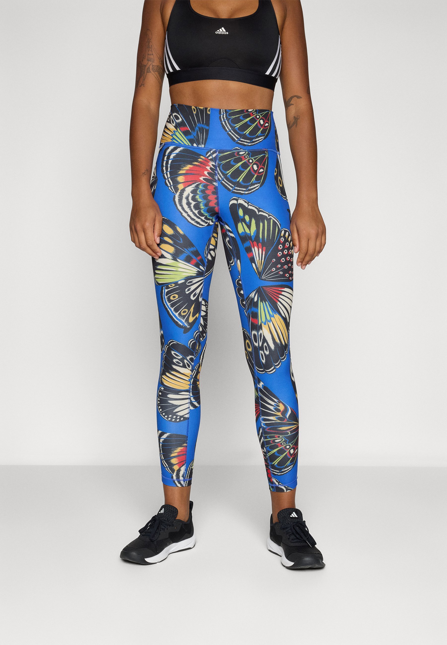 adidas Performance FARM LEGGINGS - Leggings - zwart/blauw/lichtrood