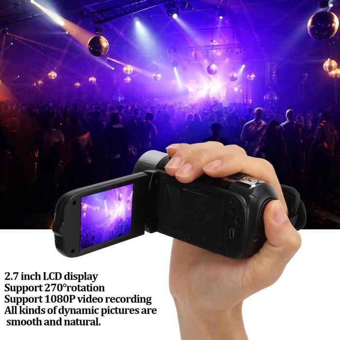 Videocamera digitale Vvikizy Ultra HD 4K con zoom, schermo a colori da 48 MP, rotazione a 270°, zoom 16x, memoria flash USB.