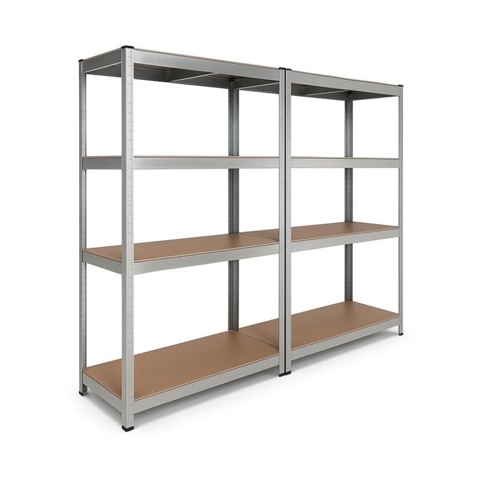 Heavy-duty double workbench shelf, 160 x 160 x 30 cm, Storage shelf - Grey - EURO VANADIUM - 640 kg capacity - 8 shelves