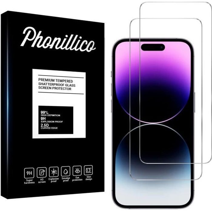 Screen Protector - Phonillico - iPhone 15 - 2-Pack - Tempered Glass - Scratch Resistant