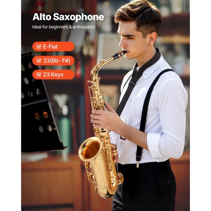 Saxofón alto - DUOKU - JAS-201 - Mi bemol - Latón resistente - Incluye estuche, boquilla y correas