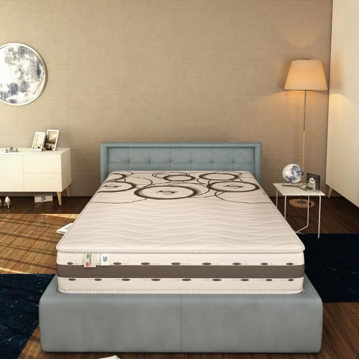 Colchón de espuma viscoelástica NUIT D'ARGENT de 140x190 cm - 20 cm de grosor - Confort equilibrado - Para 2 personas