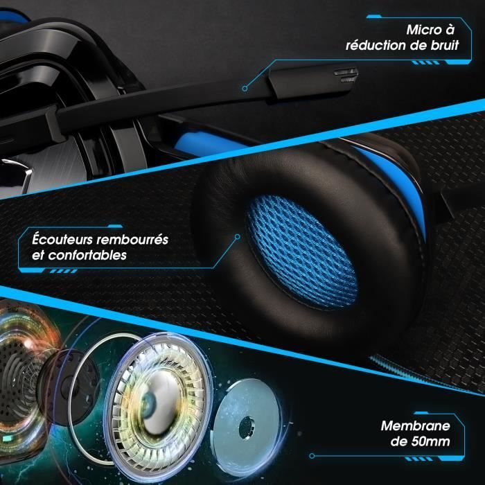 Auriculares para juegos - Agosto - EPG100 - Sonido 4D - Micrófono ajustable - LED RGB