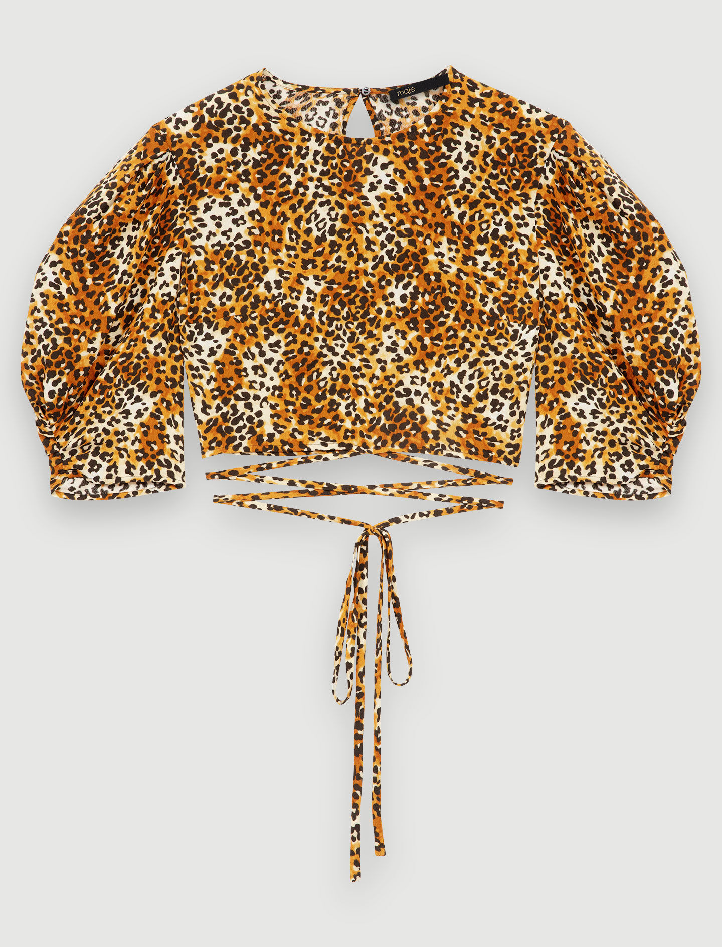 Top scurt cu imprimeu de leopard - Leopard bej