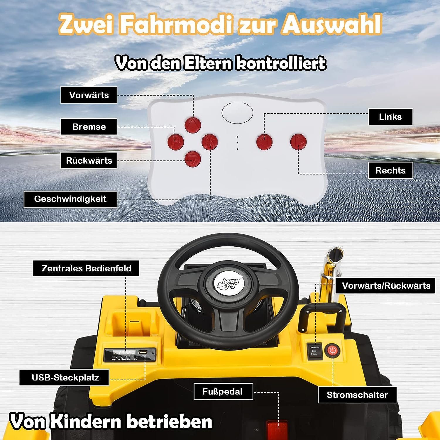 KOMFOTTEU elektrisches Kinderauto, Kinderkipper, für Kinder im Alter von 3-8 Jahren