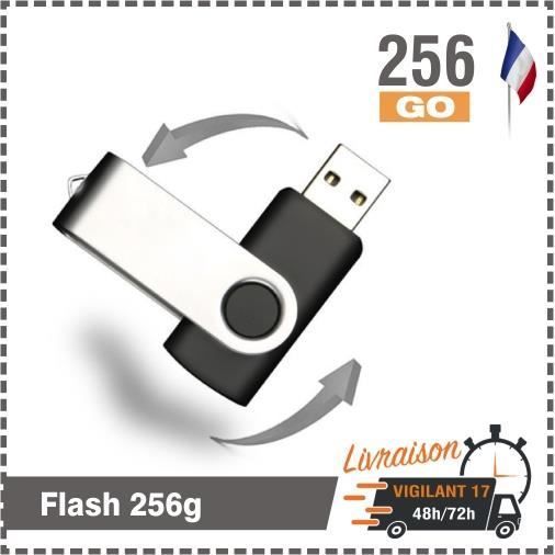 Clé USB - TEMPSA - 256 Go - USB 3.0 - Rotatif - Noir