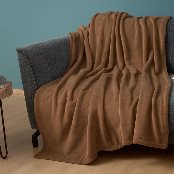 Knuffeldeken van fleece, 150 x 200 cm, taupe