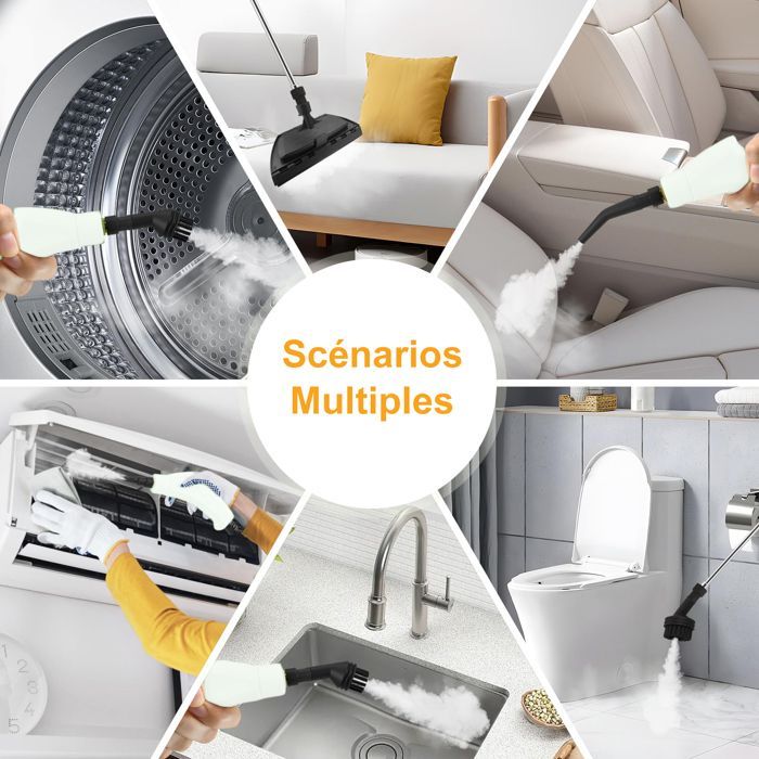 Nettoyeur Vapeur à Main Portable - Haute Pression - 2500W - Nettoyeur Vapeur 1500ml pour Cuisine/Salle de Bain/Maison/Auto/Tissus