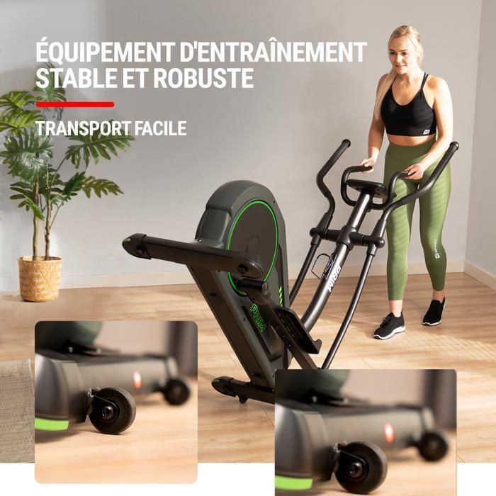 Hop-Sport HS-120C Prim elektromagnetische crosstrainer, vliegwiel van 14 kg, 32 weerstandsniveaus, max. 120 kg