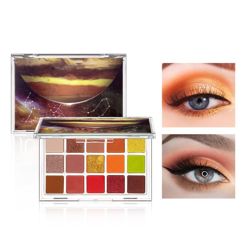 Paleta de Sombras Planet com 15 Cores, Acabamentos Matte e Cintilante, Pigmentos para Olhos, Sombra Brilhante com Glitter, Maquiagem para Olhos, Cosméticos em Pó