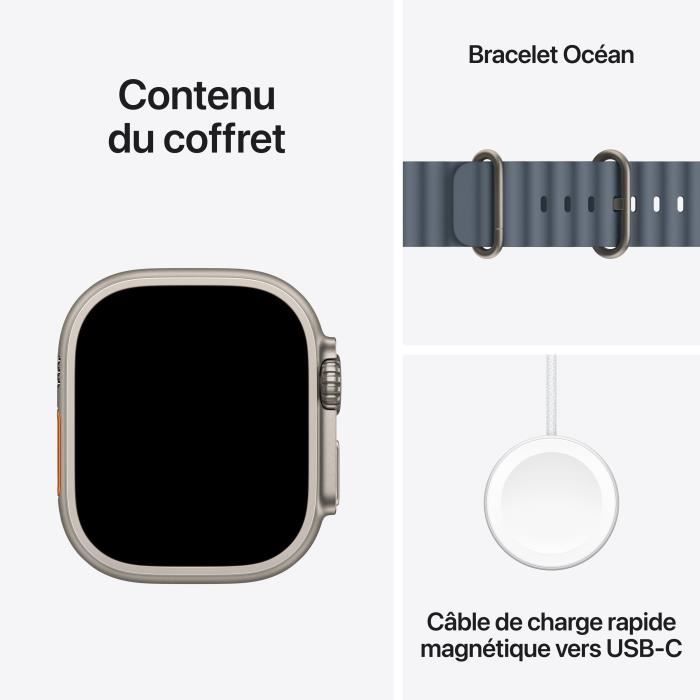 Apple Watch Ultra 3 GPS + Cellular - 49 mm - Natuurlijke titanium kast - Anchor Blue OceanBand armband