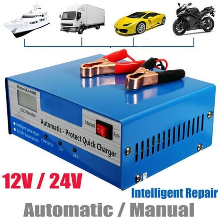 Car Battery Charger - Smart - 12V/24V - 10A - Automatic - LCD