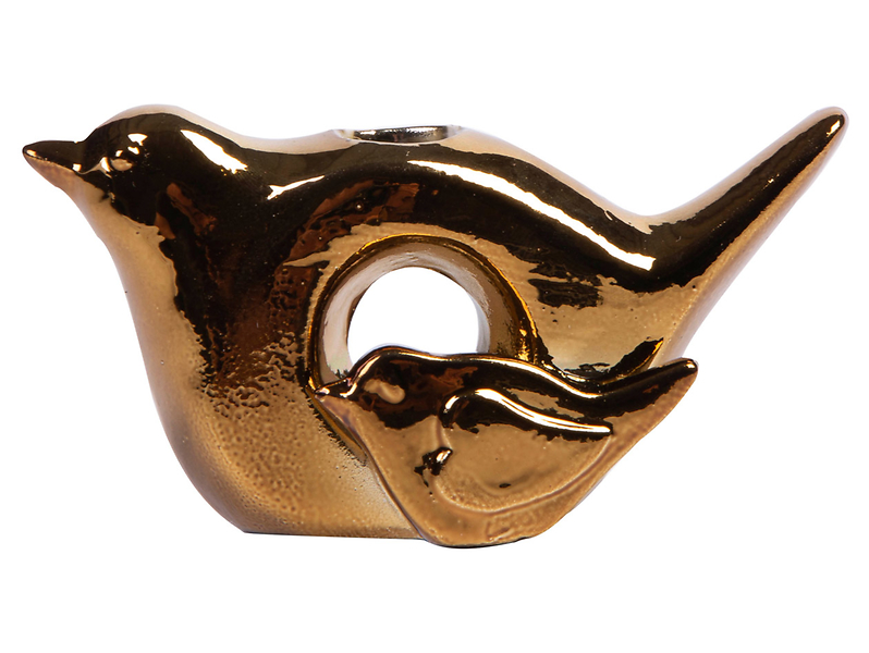 Wazonik ceramiczny Ptaszek 10 cm miedziany