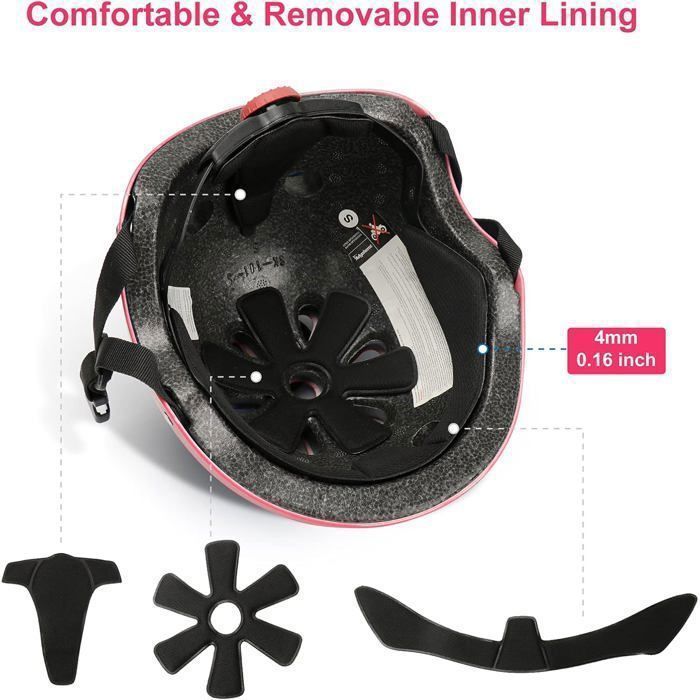 Casco de bicicleta infantil - Equipo de protección deportiva - Ajustable y transpirable - Para niños y niñas de 3 a 8 años - Rosa