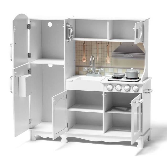 Cocina de madera para niños - 95x32x103cm - Blanca