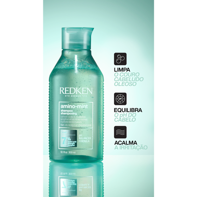 Redken Amino-Mint Shampoo, Virkistävä Minttushampoo Rasvoittuville Hiuksille, 300ml