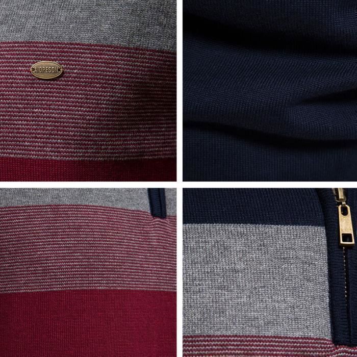 Jersey de hombre - LEOCLOTHO - Algodón - Cuello alto - Estilo color block - Azul marino