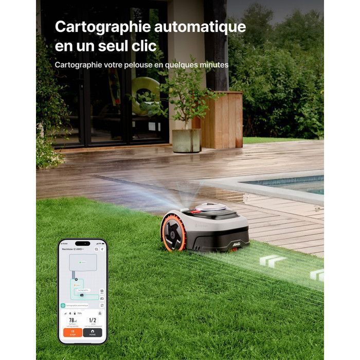 Cortacésped robótico Segway Navimow i205 AWD (Nuevo i105E) y garaje S 500 m², NRTK+Vision, mapeo automático, sin antena.
