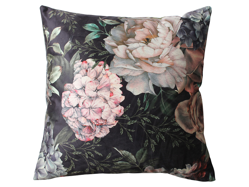 Poszewka dekoracyjna Hortensje 45x45 cm czarna