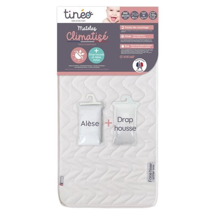 Materasso climatizzato TINEO 60x120 cm + lenzuolo con angoli + coprimaterasso (set)