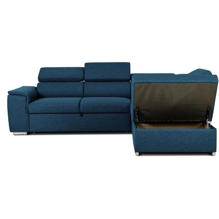 Wendbares Ecksofa mit Stauraum – 5-Sitzer – DAYTONA – Blauer Stoff – 260 x 94 x 216 cm