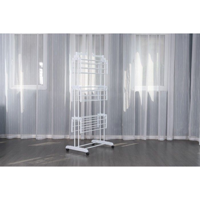 Tendederos para ropa - Promoción de lavandería - Plástico - 120x170 cm - Blanco
